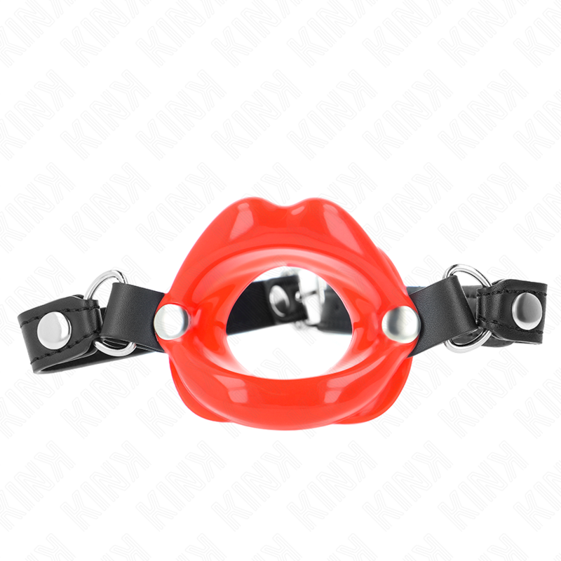 Mordaza Labial 8 Cm Con Correa De Polipiel Rojo 63 X 2 Cm Ajustable 39-58 Cm