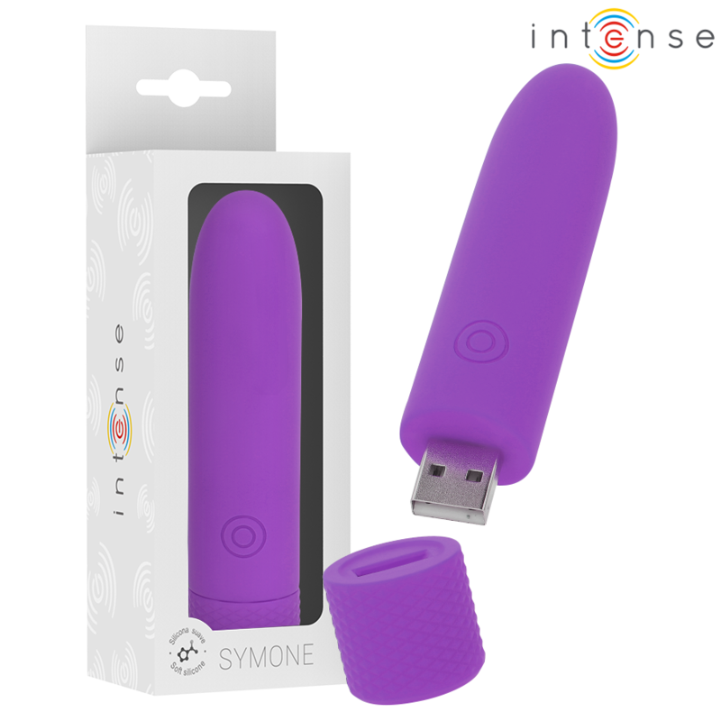Symone Bala Vibradora Recargable Por Usb 8 Vibraciones Morado 10 X 2.2 Cm