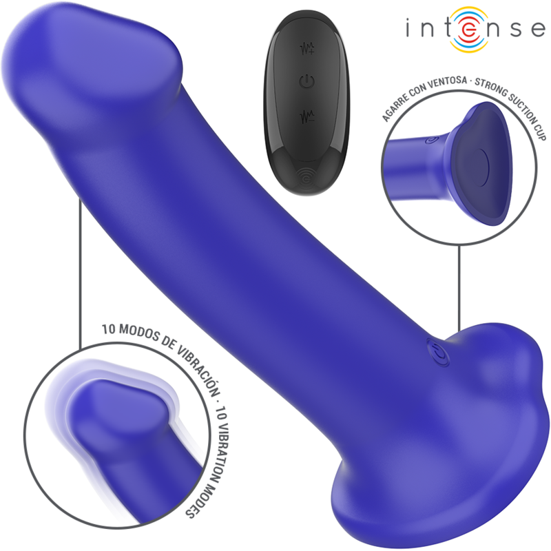 Victoria Vibrador Con Ventosa 10 Vibraciones Azul Oscuro Control Remoto