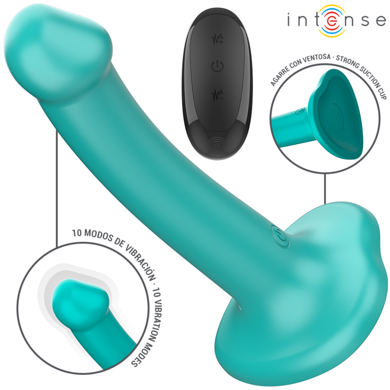 Katie Vibrador Con Ventosa 10 Vibraciones Azul Oscuro Control Remoto
