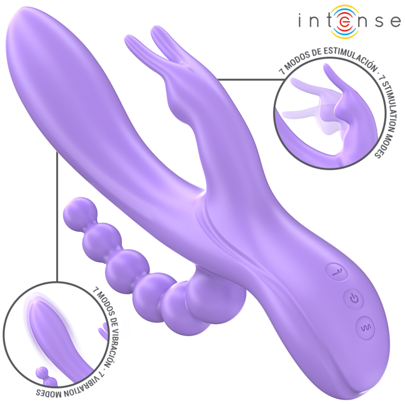 Miko Triple Vibrador Rabbit & Estimulador & Anal 7 Vibraciones Morado
