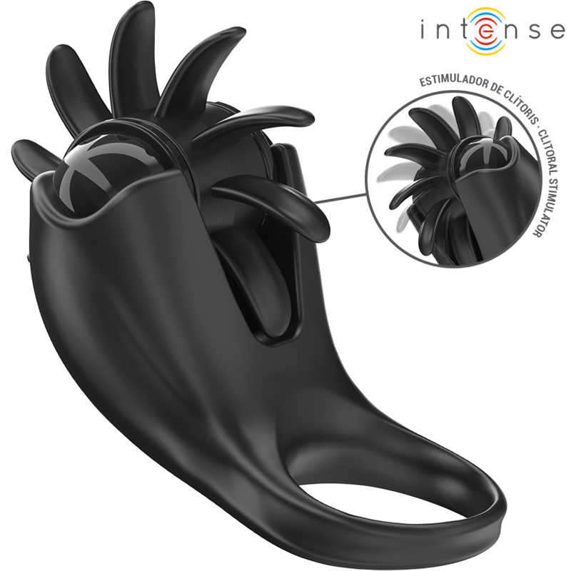 Mabel Anillo Vibrador 10 Vibraciones Con Estimulador De Clítoris Negro