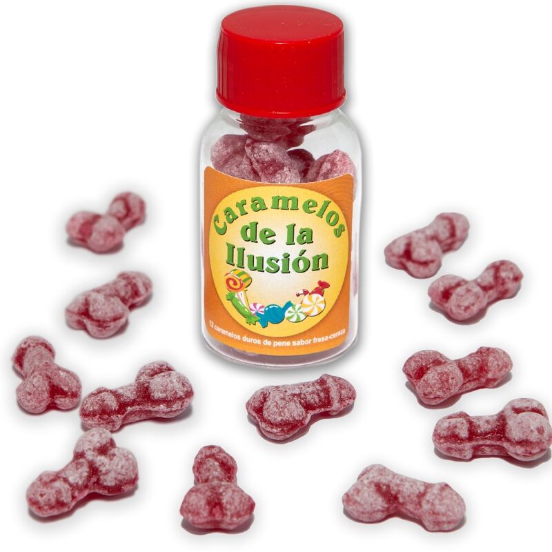 12 Caramelos De La Ilusión Forma Pene Fresa/Cereza