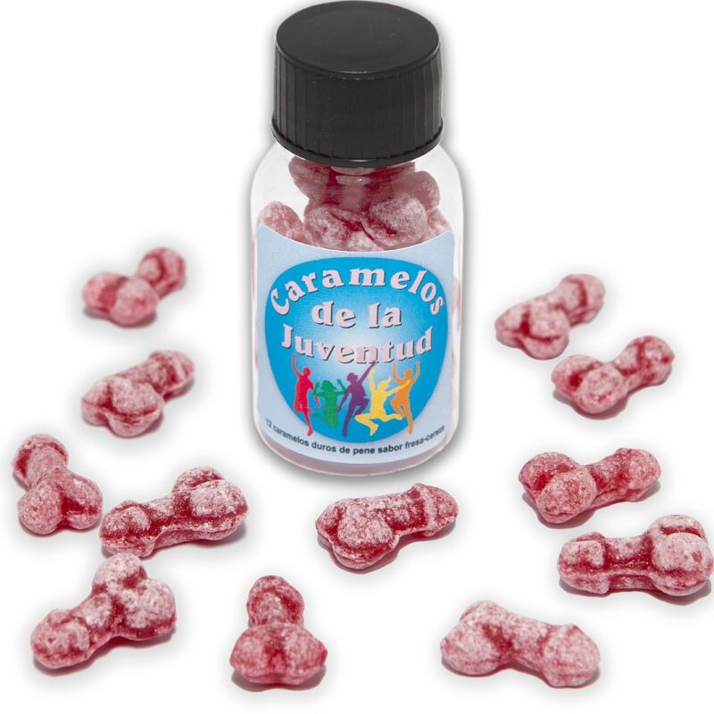 12 Caramelos De La Juventud Forma Pene Fresa/Cereza