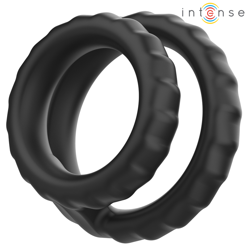 Dewey Anillo Doble Para Pene Silicona Negro Modelo 2