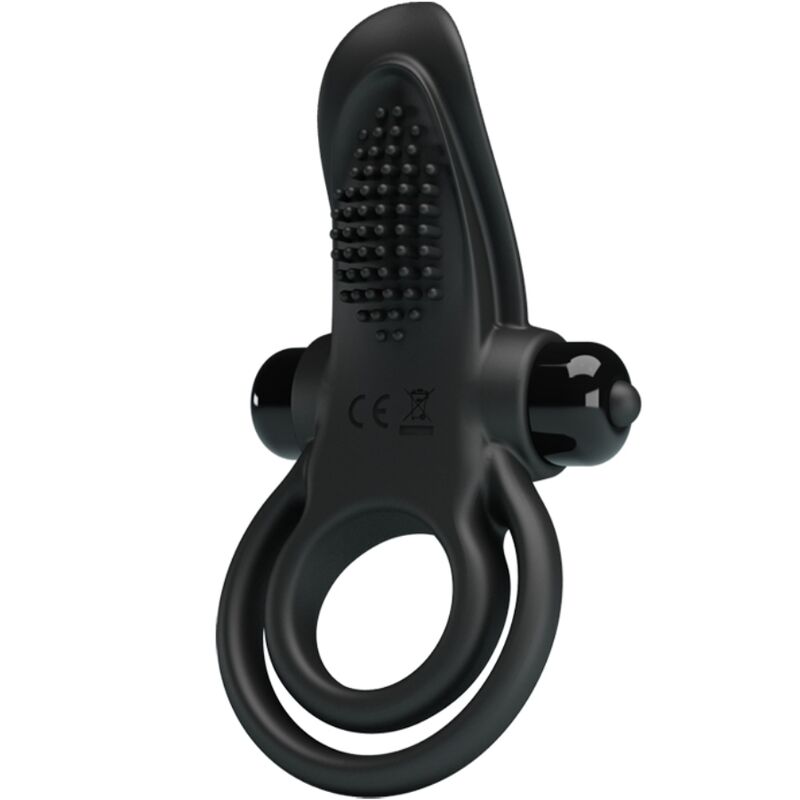 Doble Anillo Vibrador + Estimulador Clítoris 10 Vibraciones Negro