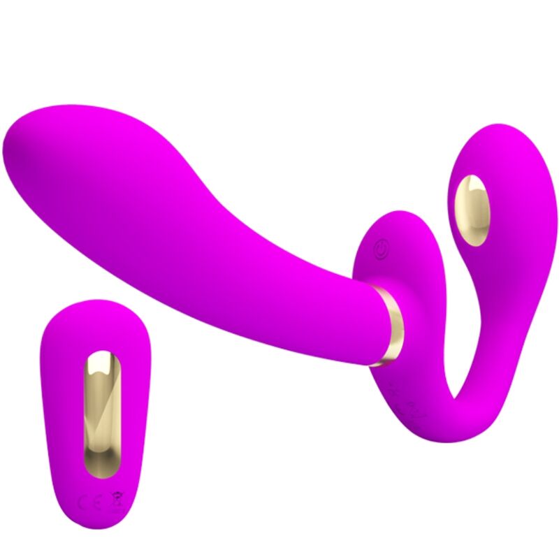 Thunderbird Vibrador Doble Strap-On Control Remoto Morado