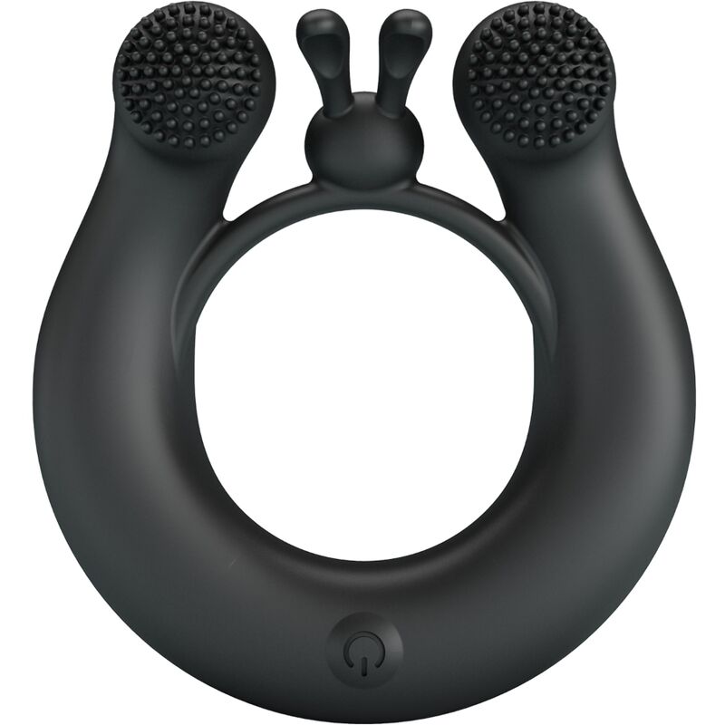 Dahlia Anillo Vibrador + Estimulador De Clítois 12 Vibraciones Negro