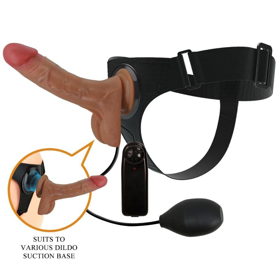Harness Briefs Universal Con Dildo Vibración Y Squirting 15.5 Cm Mulato