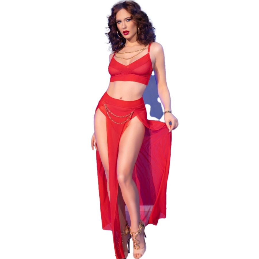 Cr 4850 Set Top Rojo Y Leggins Con Complementos Dorados S