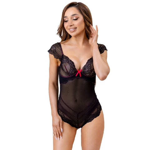 Evelyn Lc 20243 Body Con Adornos De Encaje Y Tranparencias Negro S/M