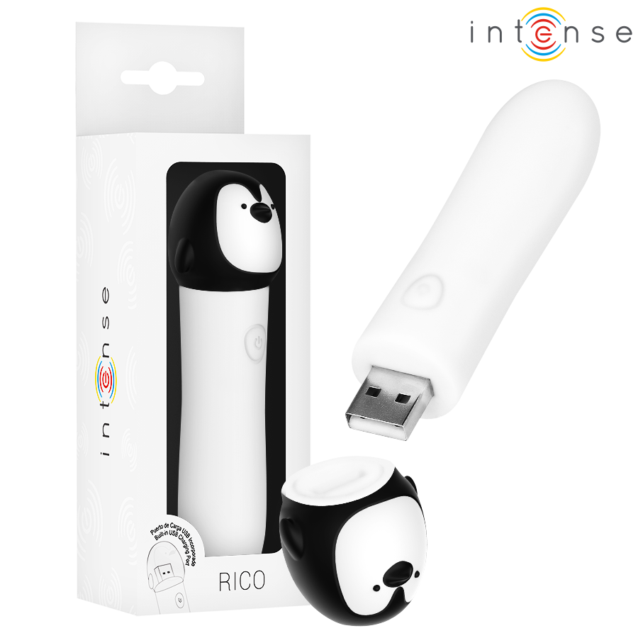 Rico Bala Vibradora Pingüino Recargable Usb 10 X 2.2 Cm