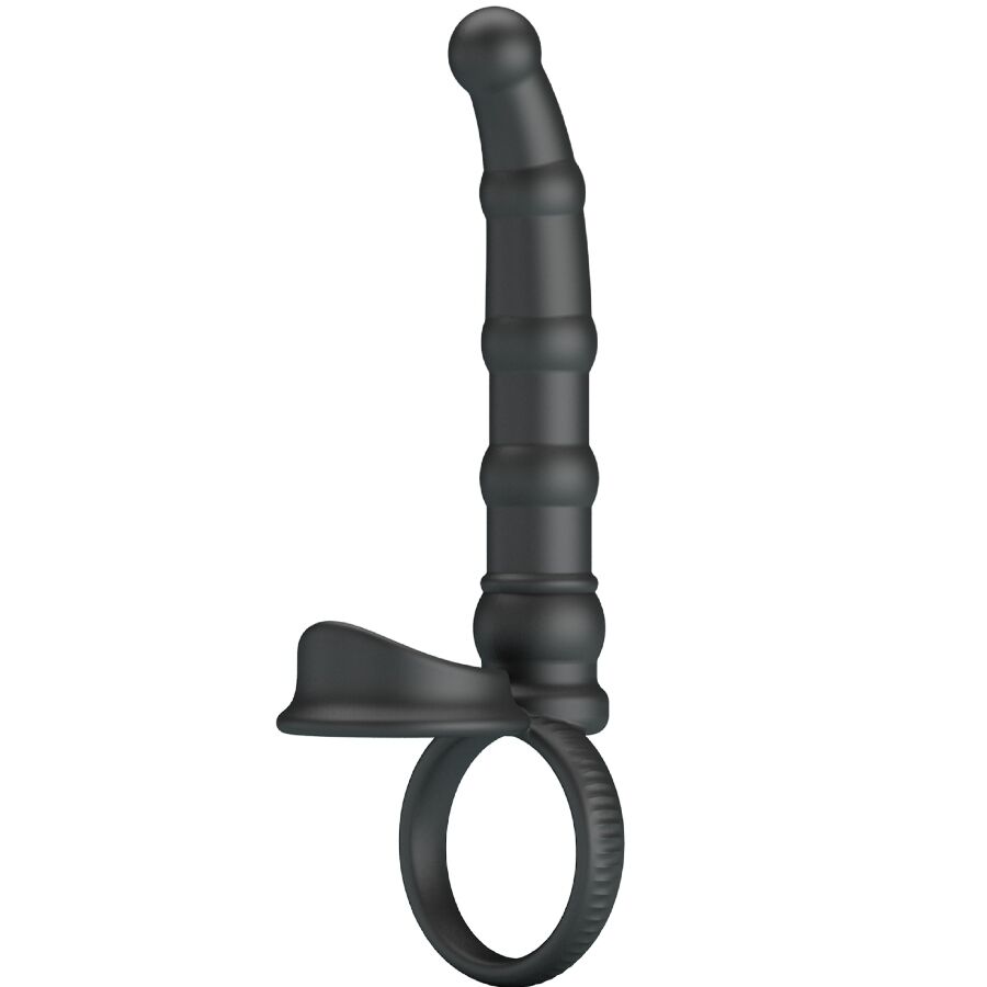Tatum Anillo Vibrador Pene Con Plug 10 Vibraciones Negro