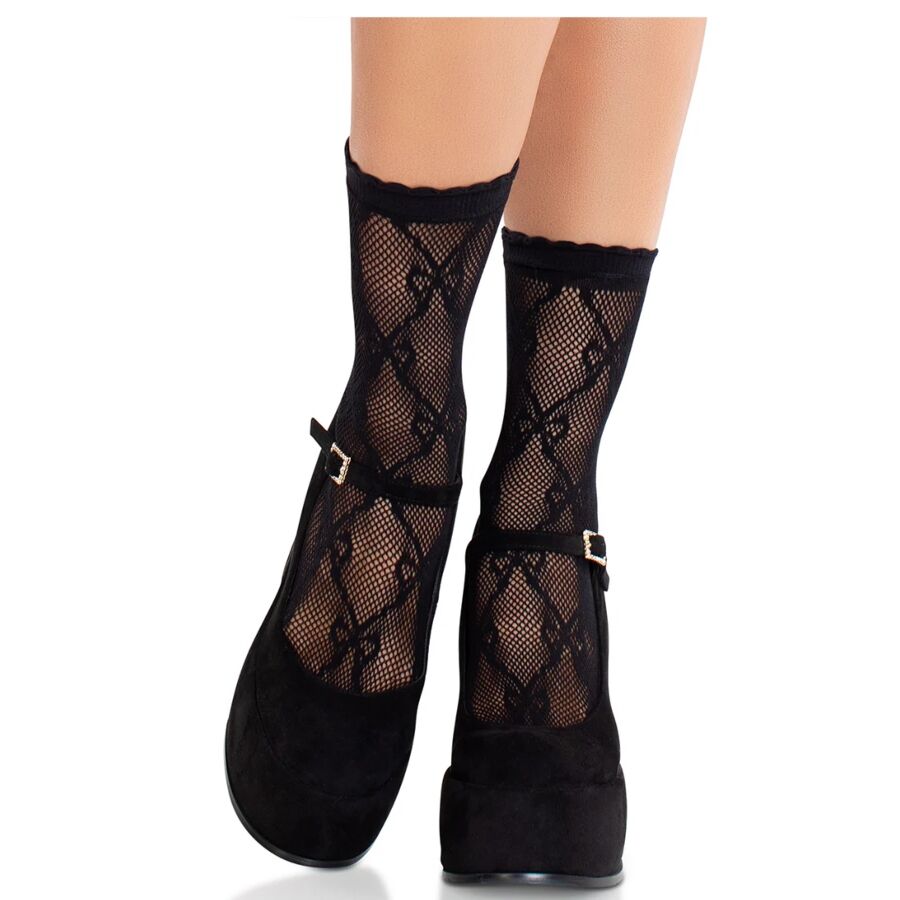 Calcetines De Encaje De Lazos Negro