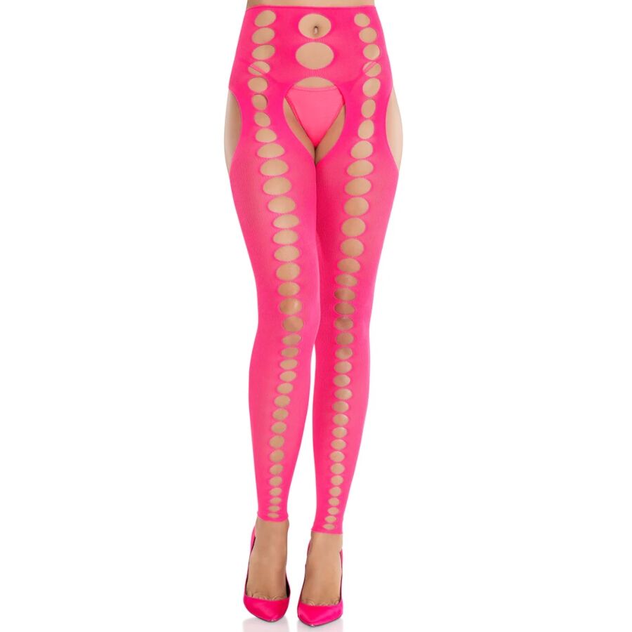 Medias Opacas Sin Tirantes Y Costuras Rosa Neón