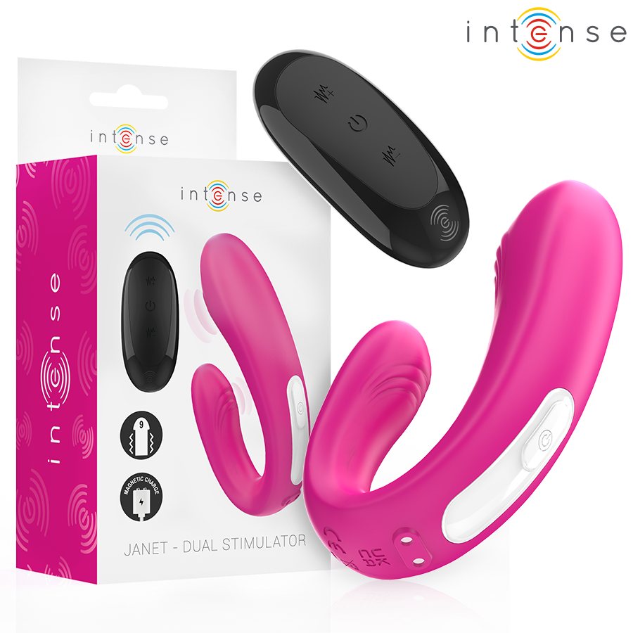 Janet Estimulador Y Vibrador Dual En Forma De U Con Control Remoto Rosa