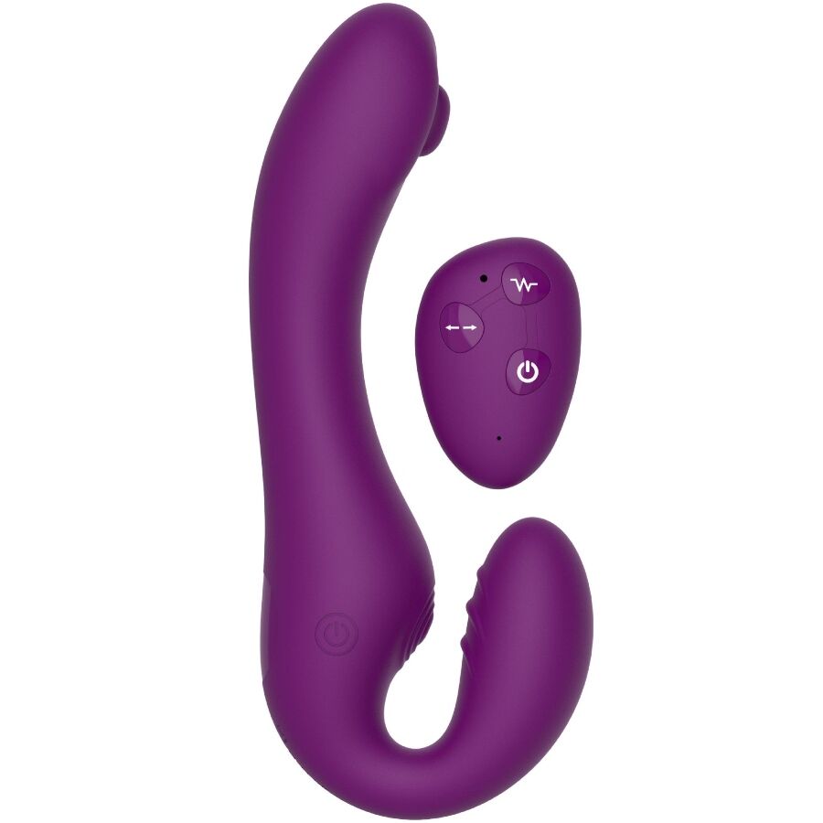 Strapless Strap-On Vibrador 2 En 1 Con Control Remoto Morado