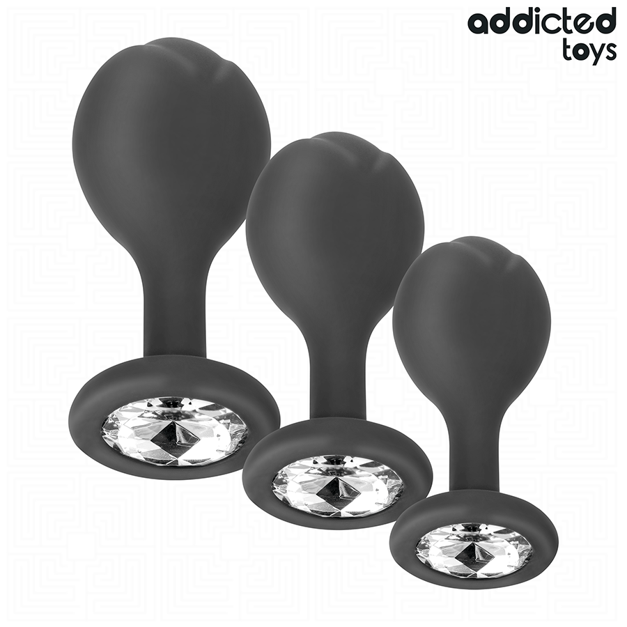 Set De 3 Plug Silicona Anal Con Joya
