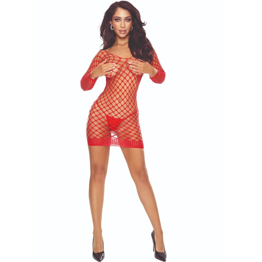 Bs108 Bodystocking Rejilla Rojo