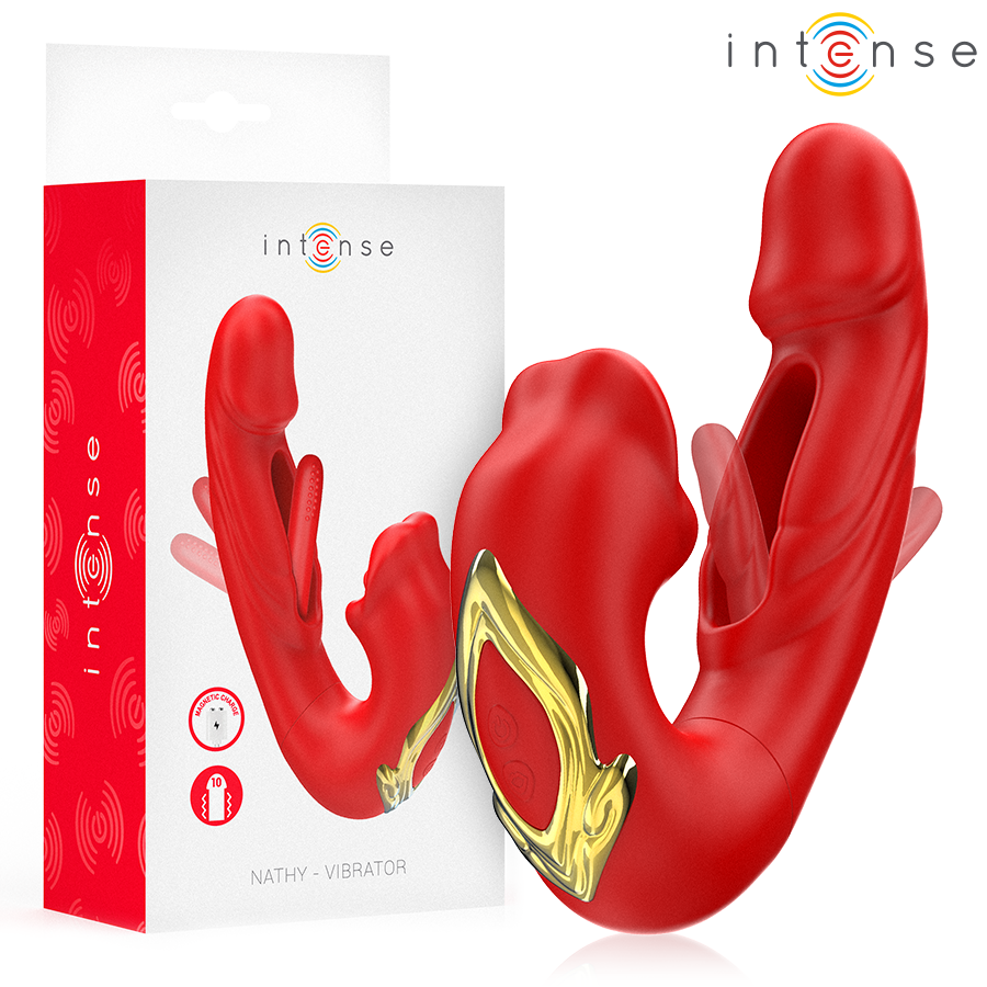 Nathy Vibrador Doble Con Boca Estimuladora Multifunción Rojo