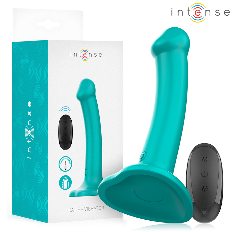 Katie Vibrador Con Ventosa 10 Vibraciones Azul Oscuro Control Remoto