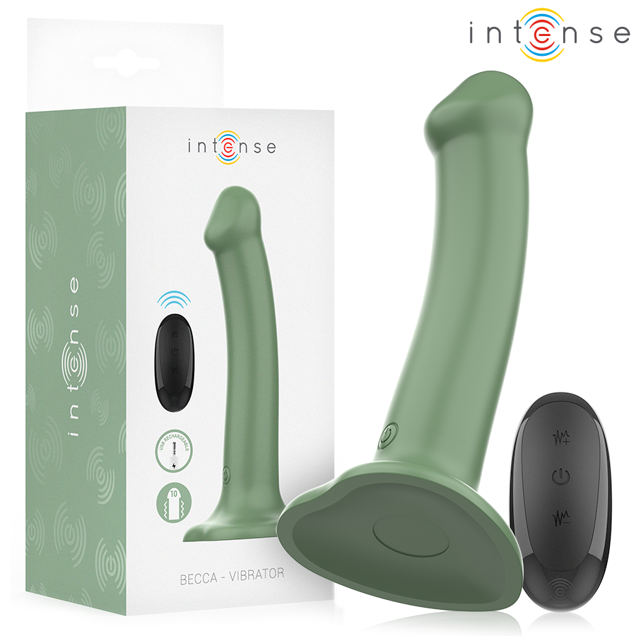 Becca Vibrador Con Ventosa 10 Vibraciones Verde Control Remoto