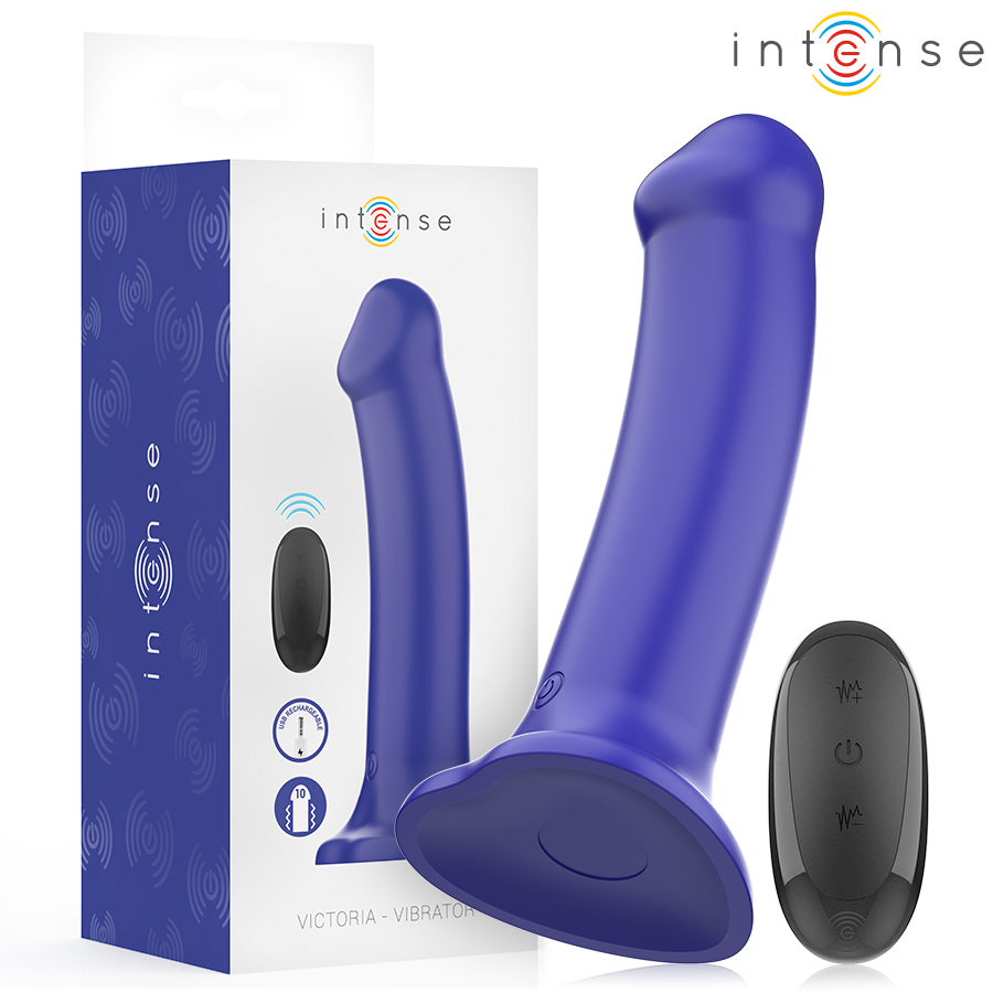 Victoria Vibrador Con Ventosa 10 Vibraciones Azul Oscuro Control Remoto