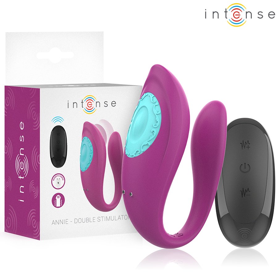 Annie Estimulador & Vibrador Forma De U Morado Control Remoto