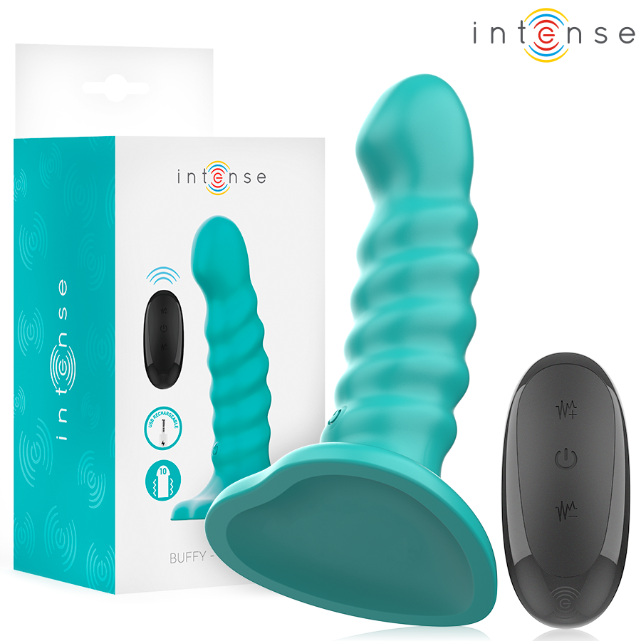 Buffy Vibrador Talla S Diseño En Espiral 10 Vibraciones Azul Control Remoto