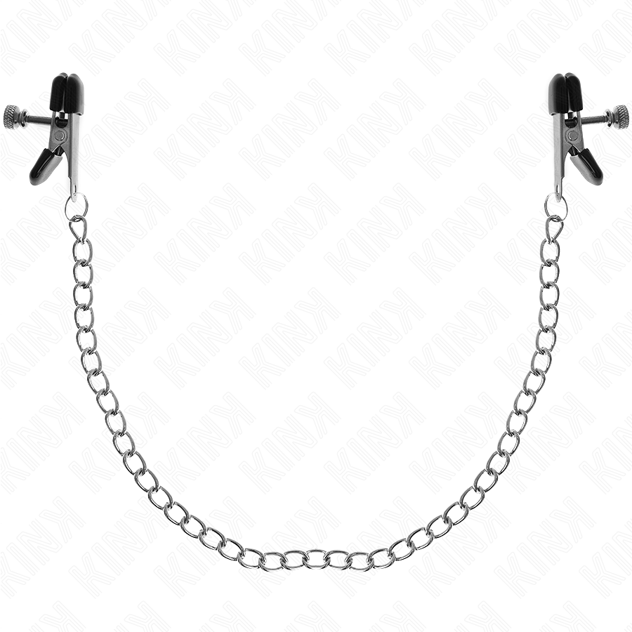 Pinzas Para Pezones Planas Negro Con Cadena Plateado 34 Cm