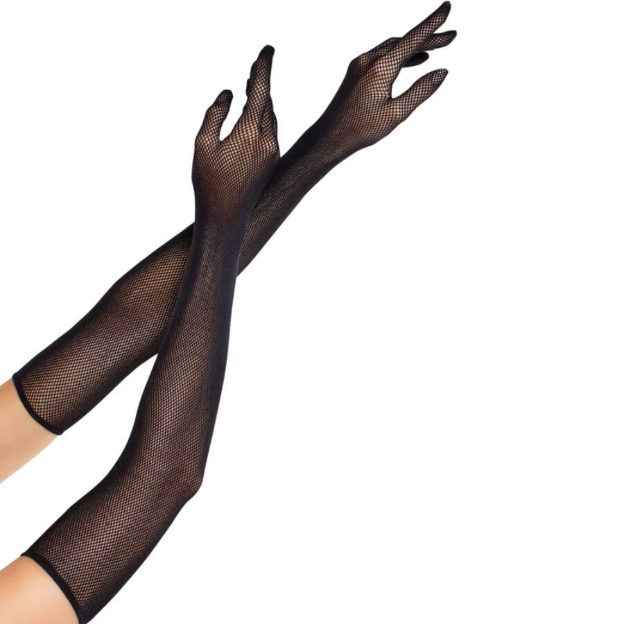 Guantes De Rejilla Largos De Ópera Negro