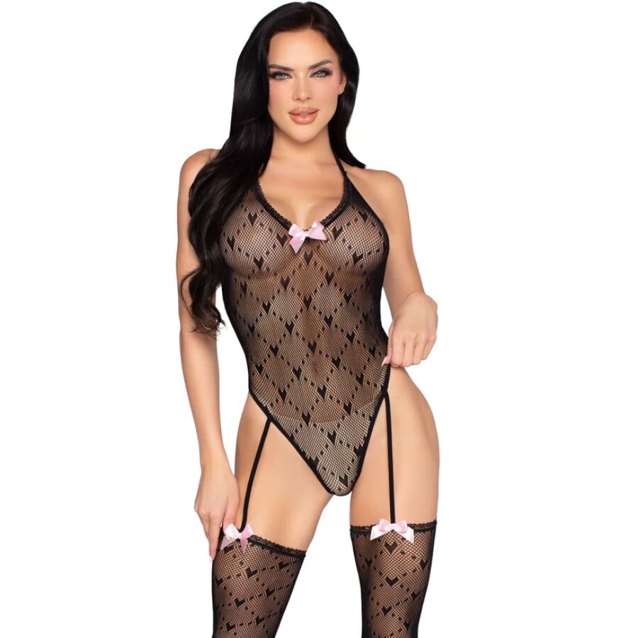 89360 Body Con Liguero Y Espalda Abierta Negro - Talla Única