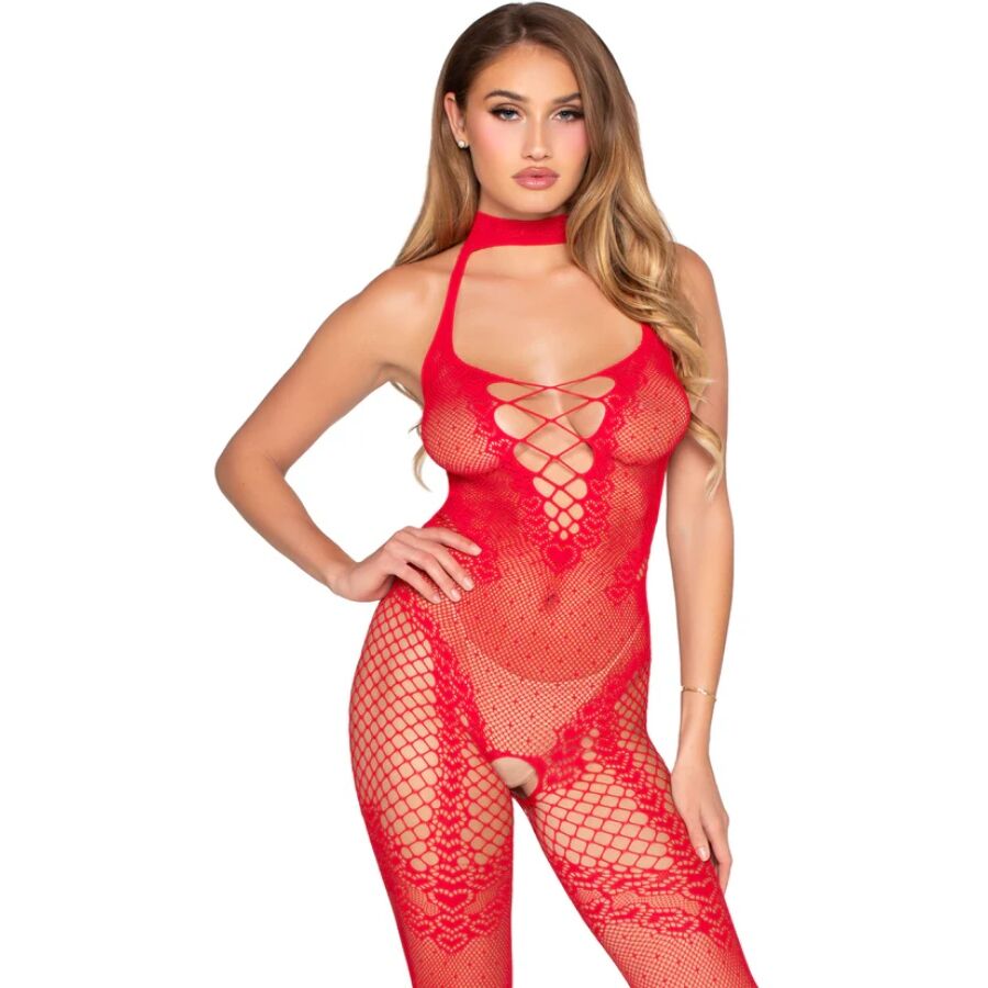 89336 Bodystocking Sin Entrepierna Rojo - Talla Única