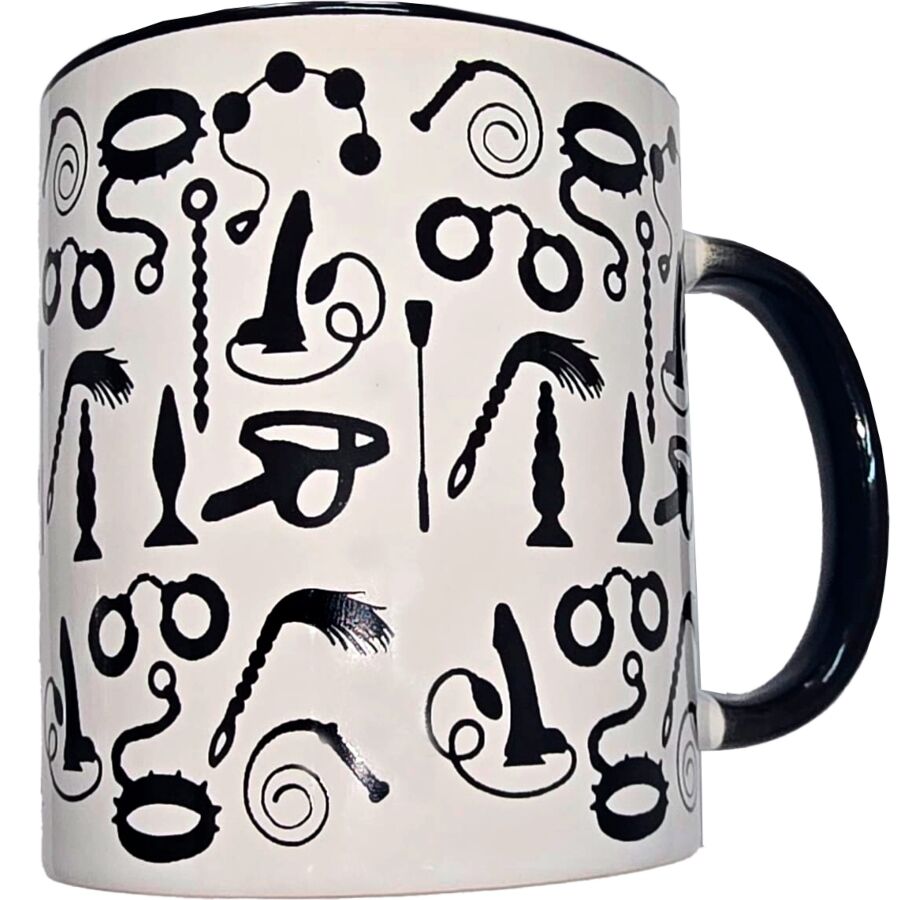Taza Blanca Bondage & Asa Negra 370 Ml