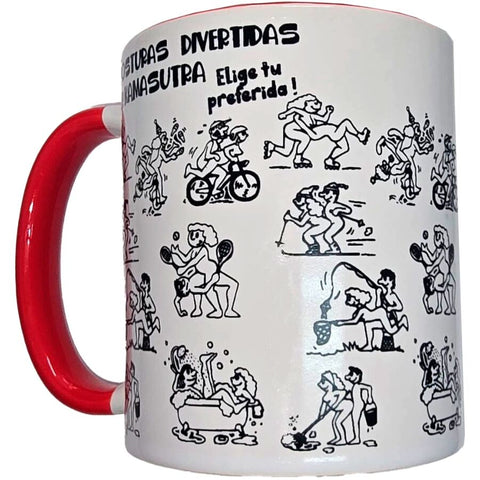 Taza Blanca Posturas Kamasutra & Asa Roja 370 Ml