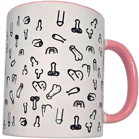 Taza Blanca Penes & Asa Rosa 370 Ml