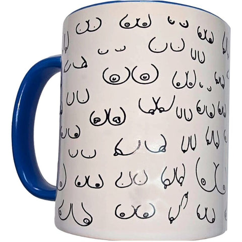 Taza Blanca Tetas & Asa Azul 370 Ml