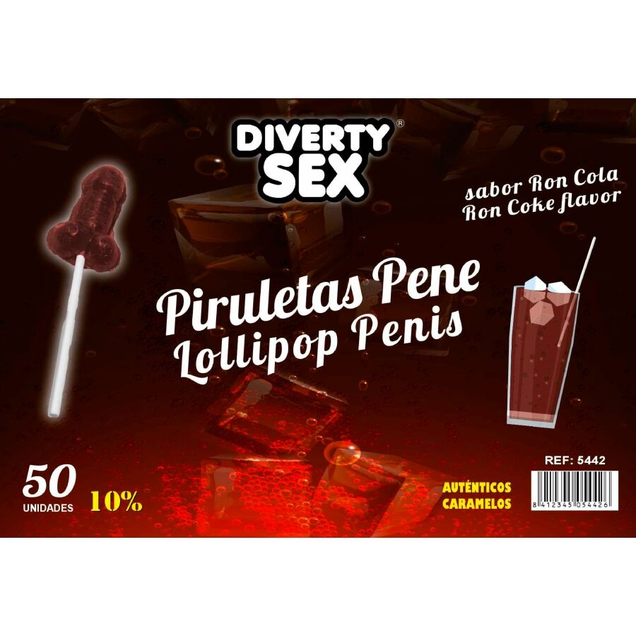 50 Piruletas Pene Ron Cola 10% Alcohol