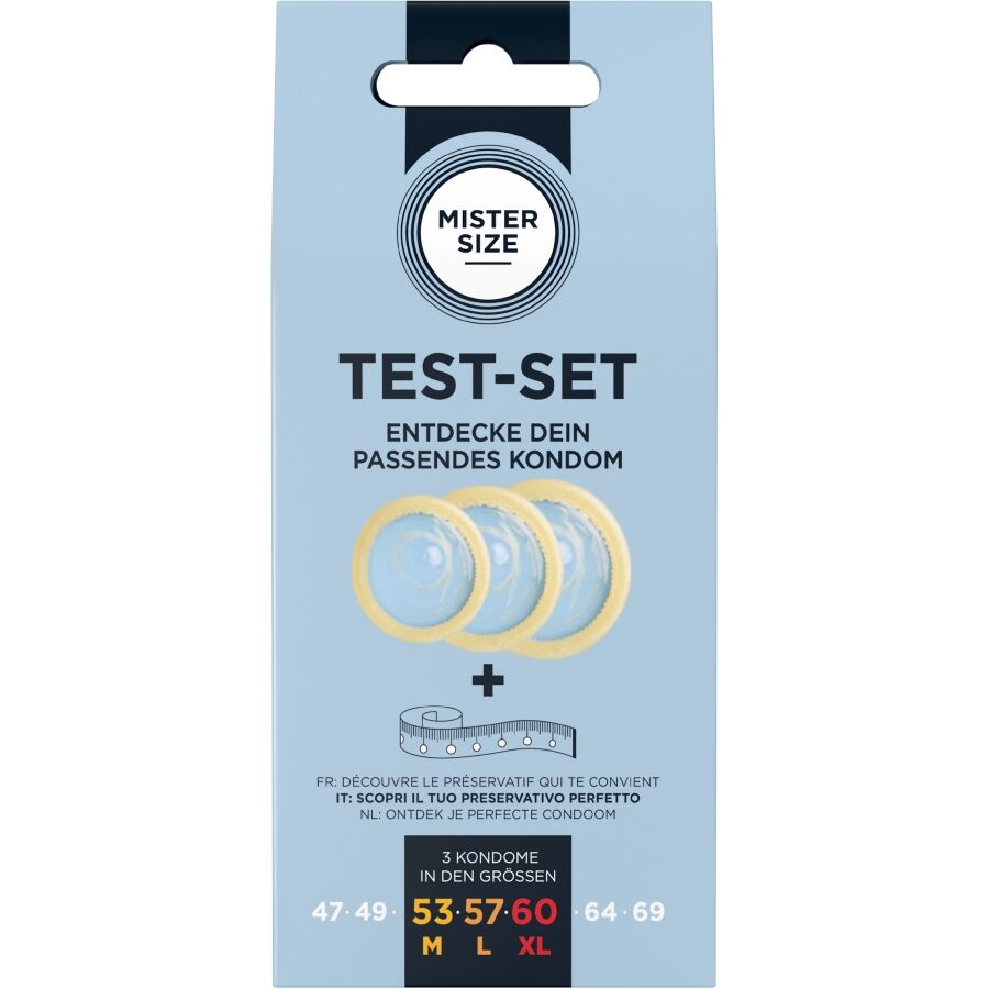 Test Set 3 Preservativos Diferentes Tallas + Cinta Métrica