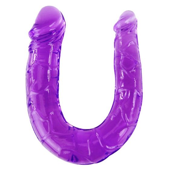 Dildo Doble En Gelatina Flexible Lila