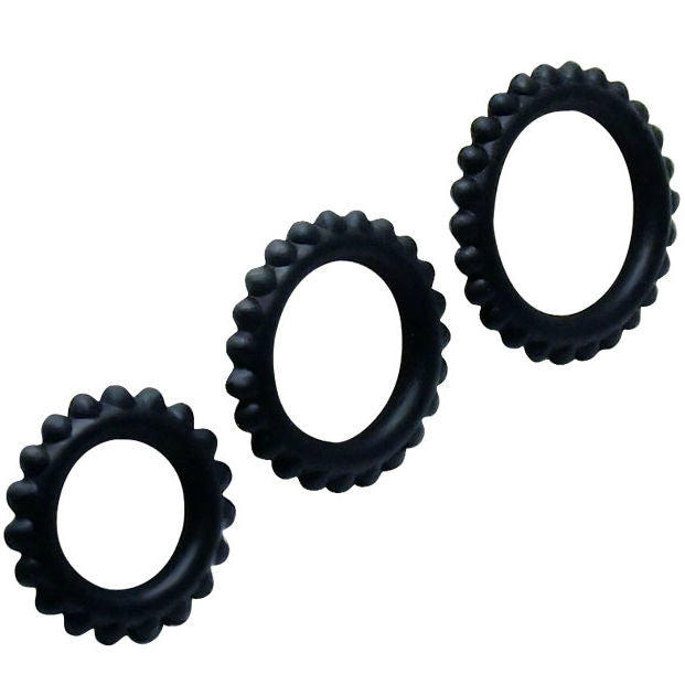 Titan Set 3 Pcs Cock Ring Black 2.8 + 2.4 + 1.9 Cm