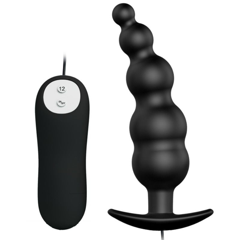 Plug Anal Silicona Estimulación Extra Y 12 Modos Vibración Negro Control Remoto