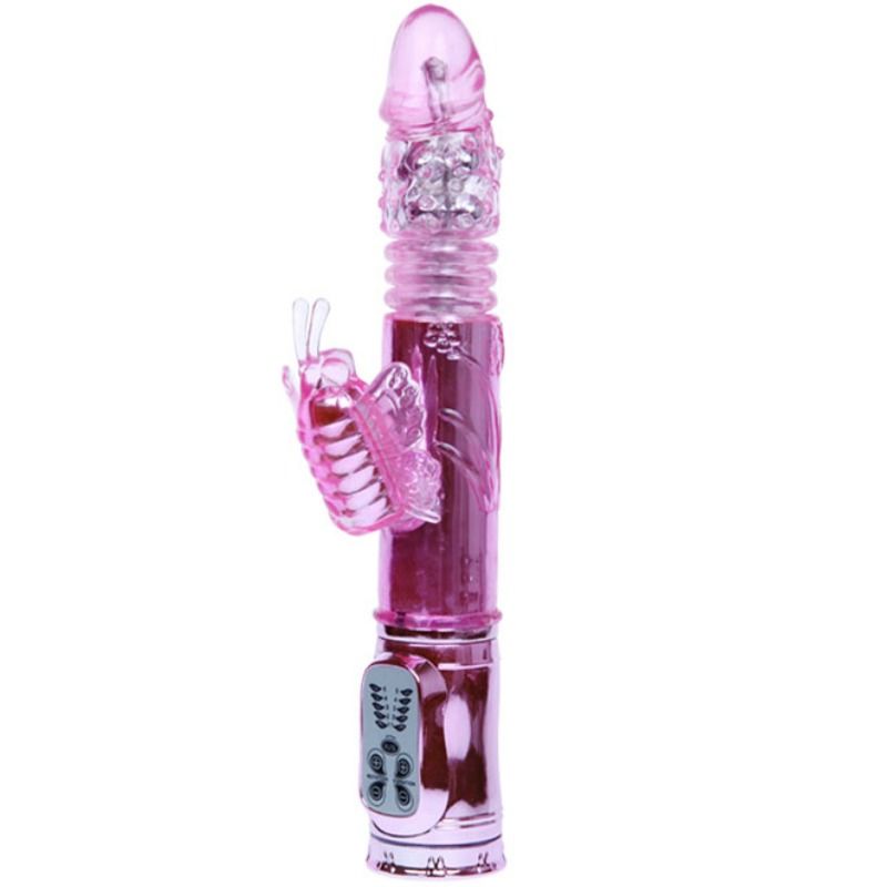 Vibrador Recargable Con Rotacion Y Estimulador Throbbing Butterf