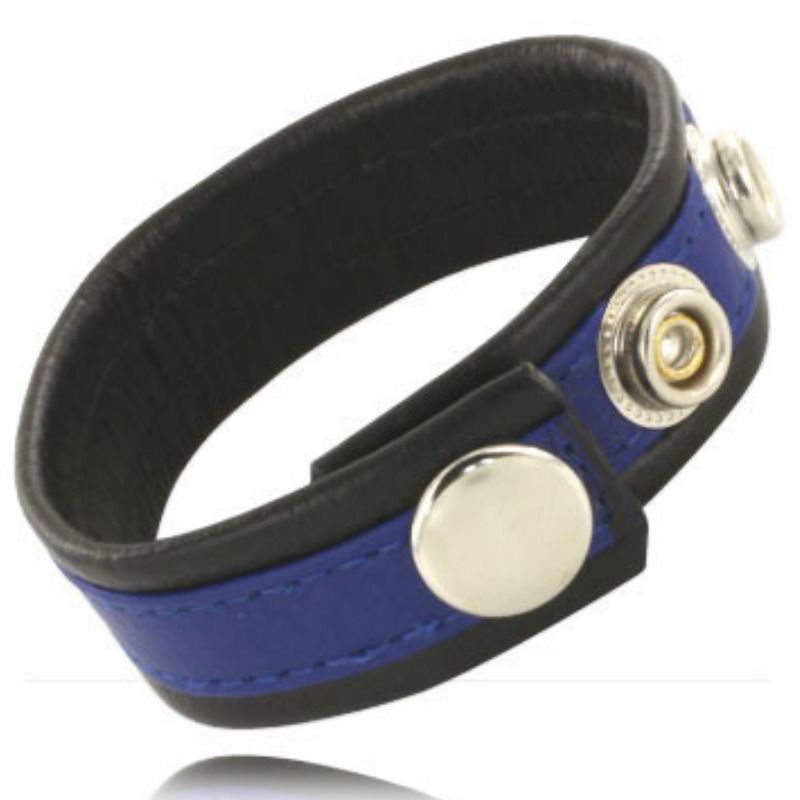 Correa De Cuero Ajustable Para Pene Azul-Negra
