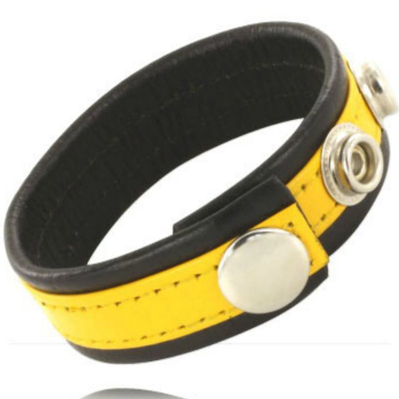 Correa Cuero Ajustable Pene Amarillo-Negra