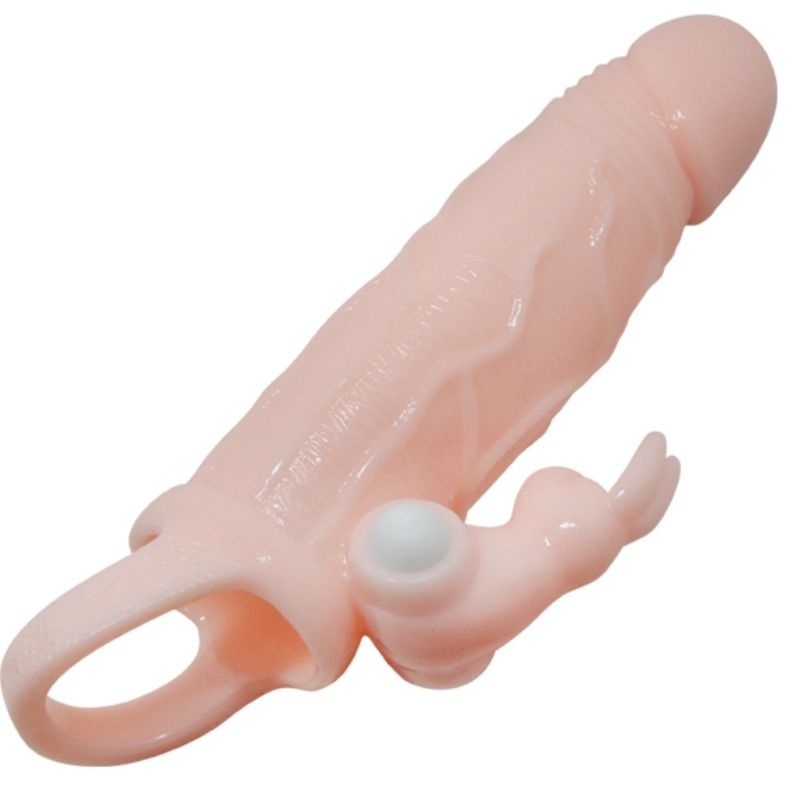 Brave Man Funda Pene Con Rabbit Vibrador 16.5 Cm Natural