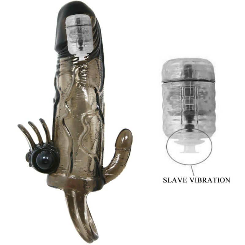 Brave Man Funda Pene Anal Y Clitoris Vibrador 16.5 Cm Negro