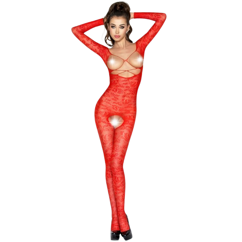 Woman Bs031 Bodystocking Rojo Talla Única