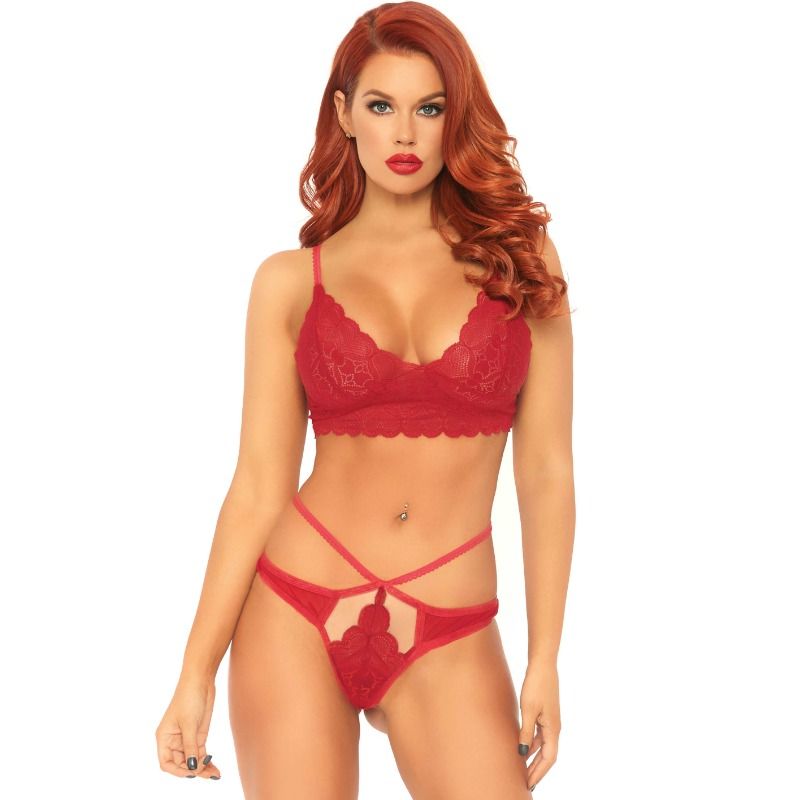 Set 2 Piezas Con Tanga Doble Tiranta M/L Rojo