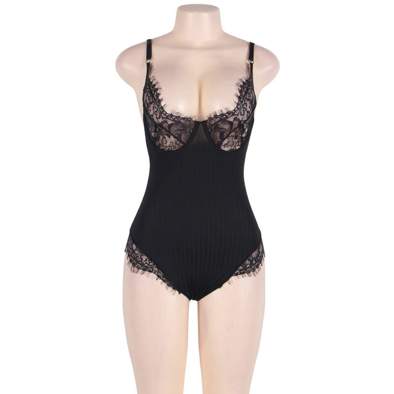 Teddy Con Franjas Negro Talla Grande